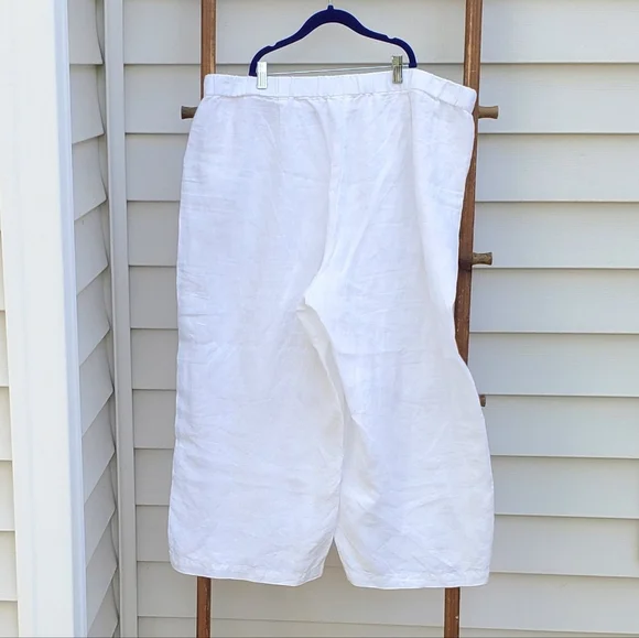 J. Jill Linen Crop Wide-Leg White Pants Size 2X - Picture 3 of 5